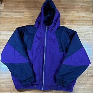 Vintage Steep Slopes Ski Jacket XL Purple Black Colorblock Made in Hong Kong